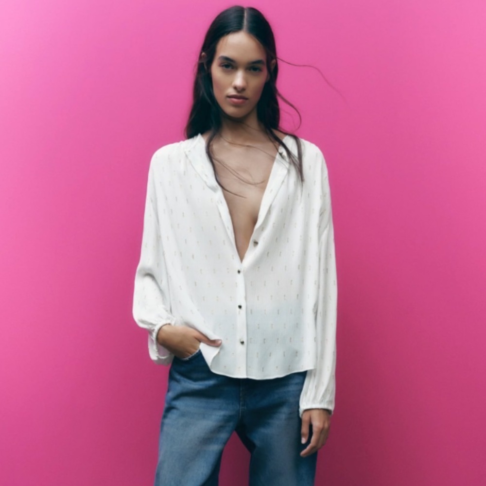 White long sleeve with metallic detail (size:S)
